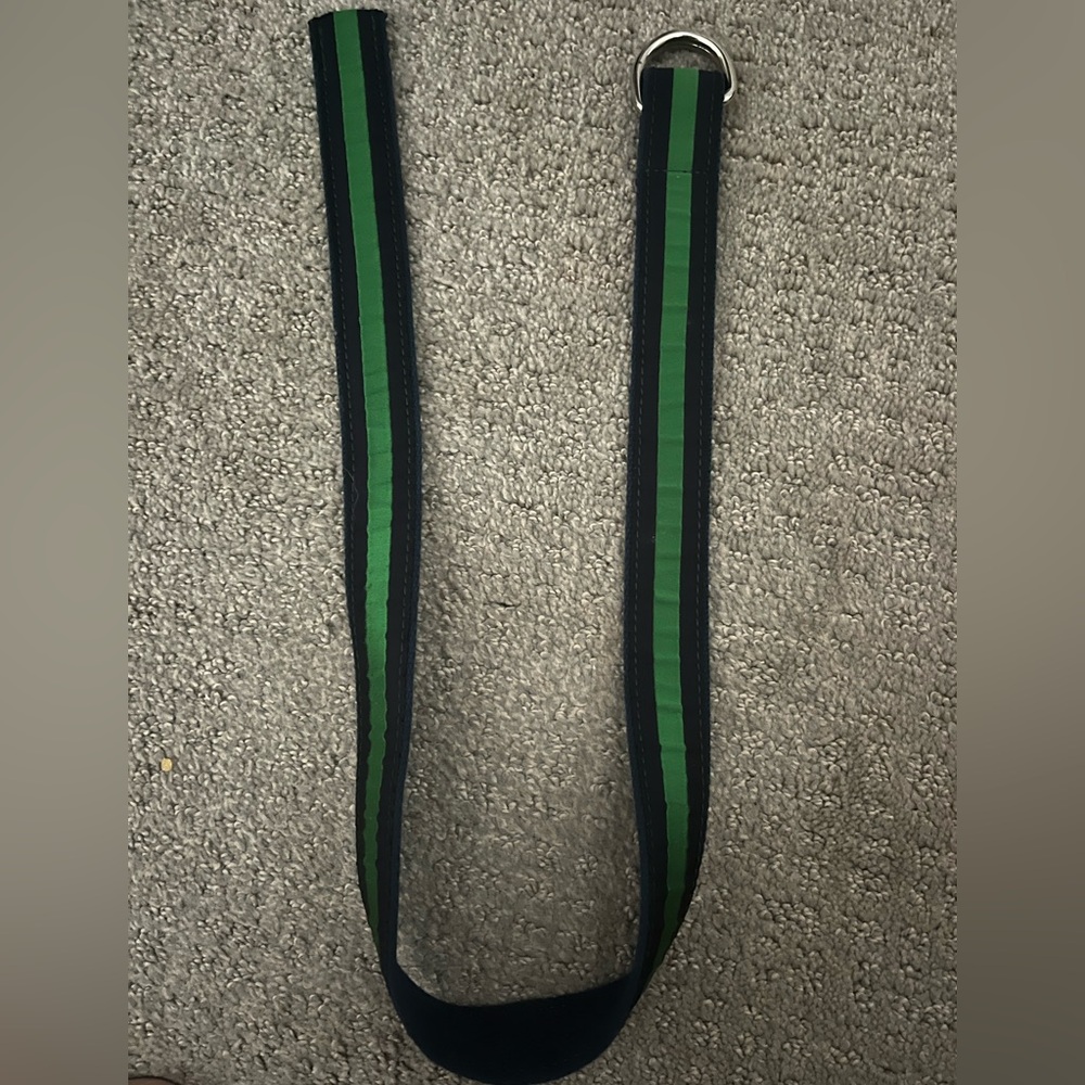 The Belted Cow Boys Green and Navy Striped Belt Size L